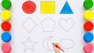 Learn 2D Shapes, ABC Alphabet & Numbers | Shape Tracing and Coloring for Kids | Preschool Learning