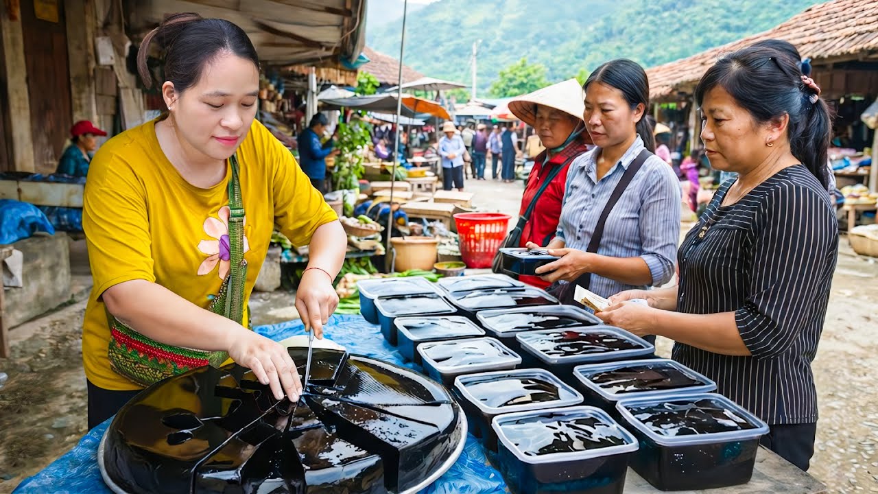 自然の植物から作る仙草ゼリー🌿家族と仕込み、市場で販売する一日