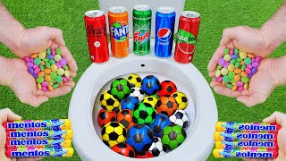 Football VS Coca Cola Zero, Fuse Tea, Fanta, Fruko, Pepsi and Mentos in the toilet