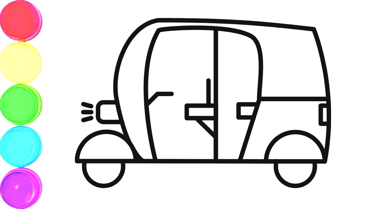 How to draw a auto rickshaw 🛺 step by step || auto rickshaw drawing ...