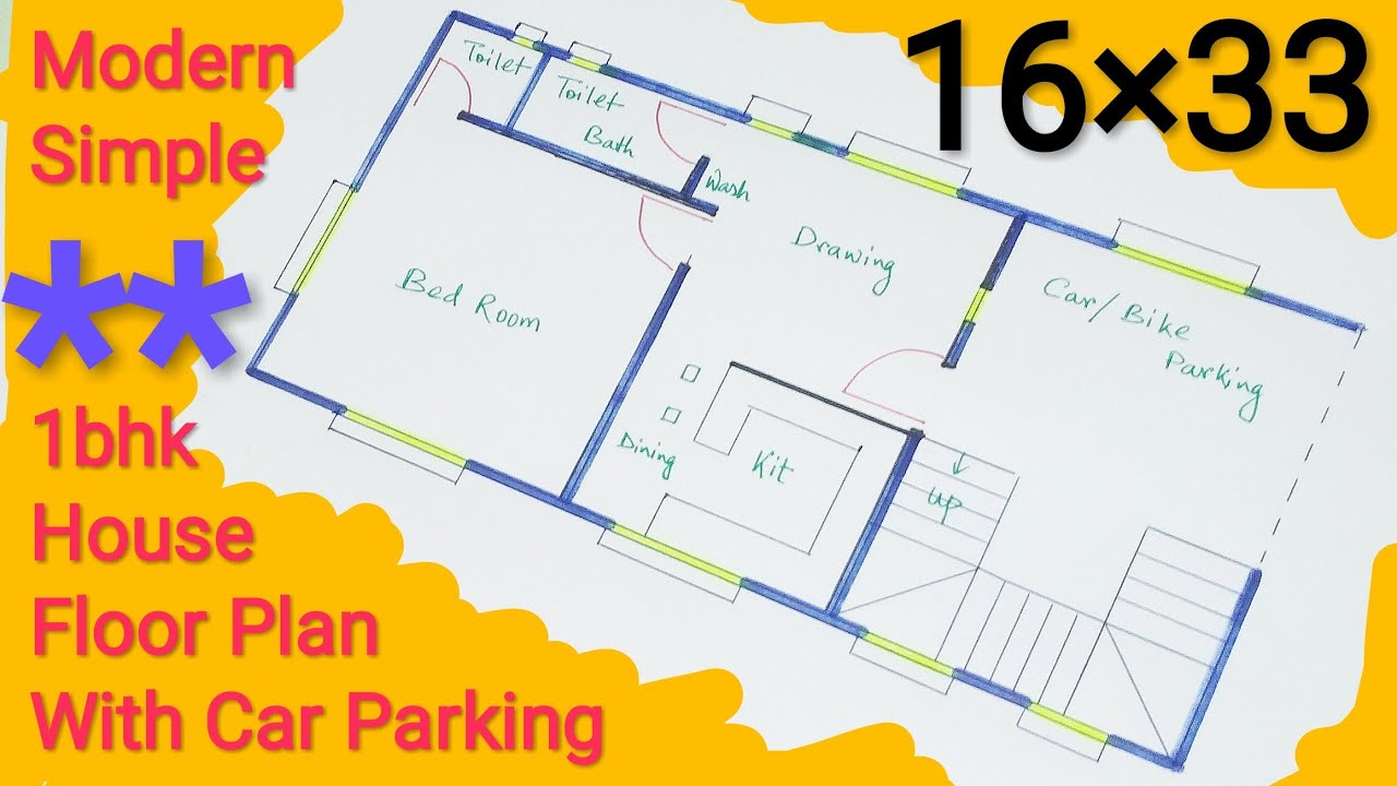 1 bhk House Plan//16*33 Floor Plan with Car Parking//Small House Design ...