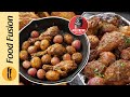 Roasted Chicken Legs with Baby onion &amp; Potatoes in Air fryer Recipe by Food Fusion