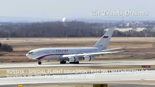 Rossiya Special Flight Squadron Il96-300 landing Washington Dulles from St.Petersburg - 4K Ultra HD