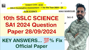 10th SSLC Mid-Term SCIENCE 2024 Model Question Paper with Answers: Unbelievable!