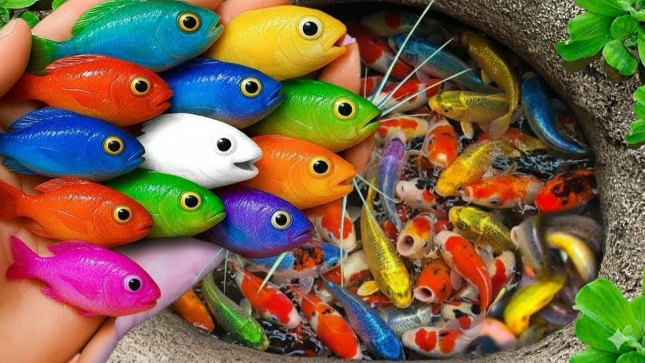 Catch Colorful Aquarium Fish in Giant Colorful Egg, Tiger Tetra, Pencil Fish, Eel, Baby Turtle,Koi