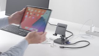 USB Type-C ドッキングステーション（スマホ・タブレットスタンド・ PD/60W・4K・7in1・HDMI・Type-C・USB3.0・SD/microSD）400-HUB088series