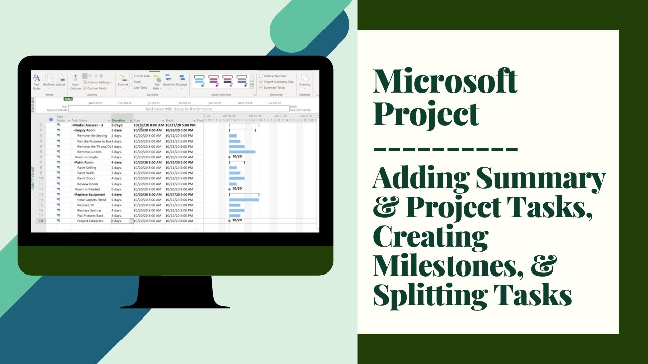 Video 4 Module 4 - Adding Summary & Project Tasks, Creating Milestones ...