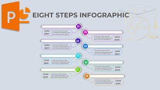 design 8 steps infographic presentation slide in PowerPoint, tutorial no 127