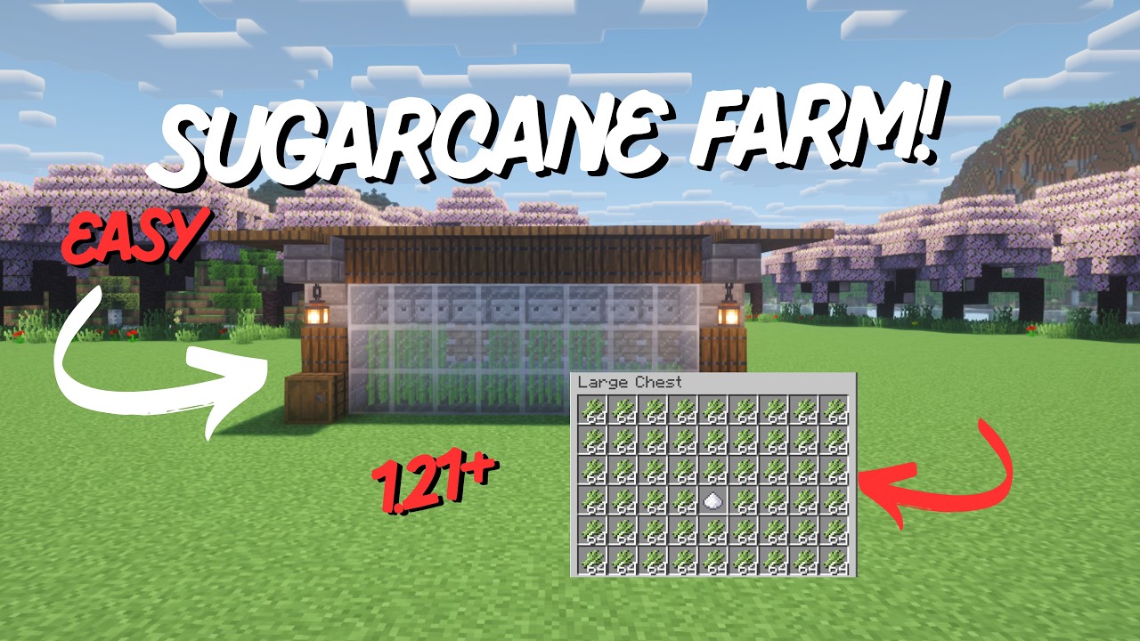 EASY Sugarcane Farm Minecraft 1.21! [JAVA & BEDROCK] - YouTube