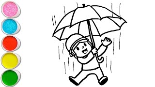 Cute Pocoyo With Umbrella Drawing, Painting And Coloring For Kids And Toddlers Child Art