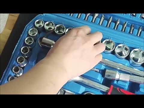 Набір інструментів 108 предметів (1/2", 1/4") Універсальний комплект головок і ключів у кейсі для авто TC, видео 1