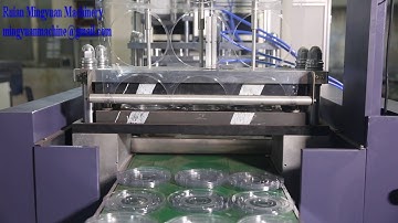 Plastic thermoforming machine on testing running which can forming PP, PS, PVC, PET etc Raw material