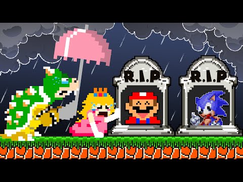 Peach and Bowser R.I.P Mario with Sonic... Please Come Back Home | Game Animation