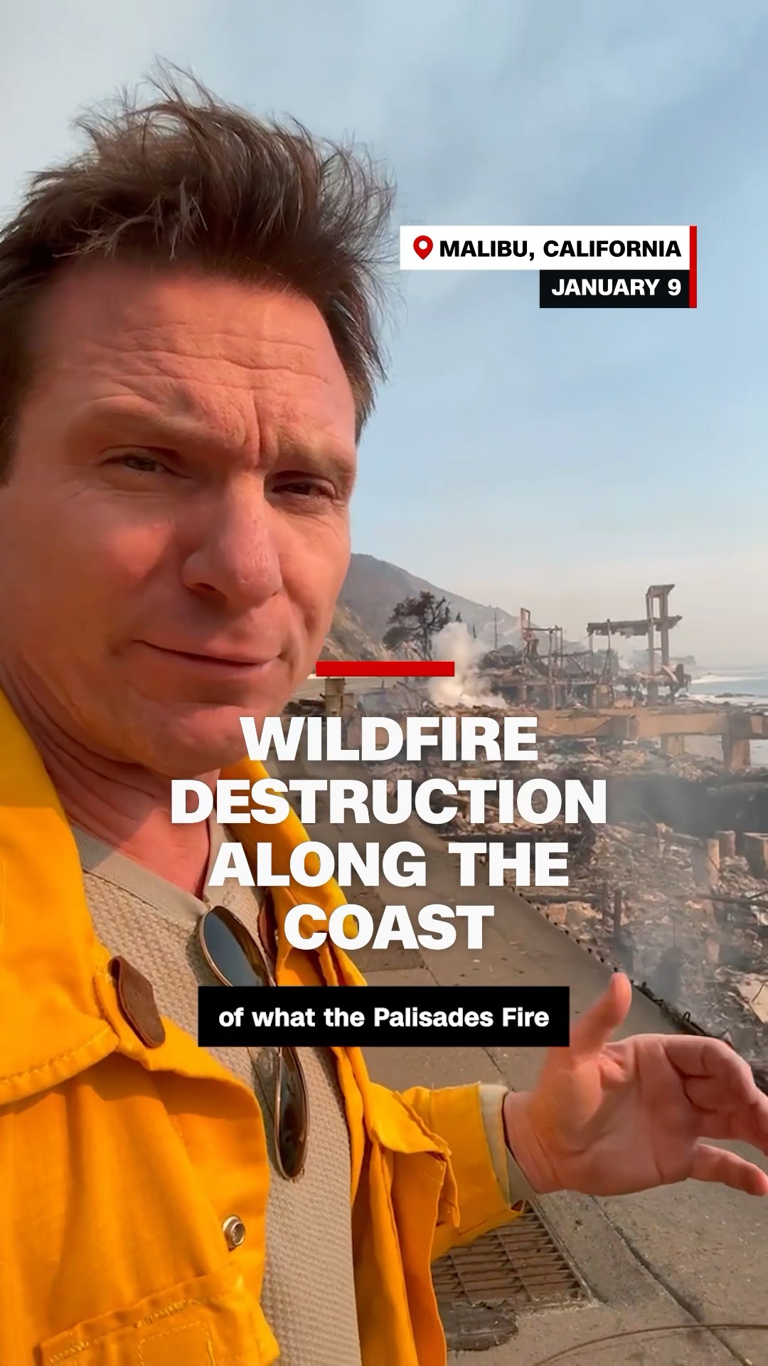 Wildfire destruction along the coast
