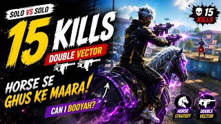 Details 😱 15 KILLS Solo vs Solo 😈 Double Vector OP + Horse Rush Gameplay | Free Fire News