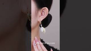 Delicate U0026 Elegant Hollow Out Leaf Cz Pave Hoop Earrings earrings jewelry