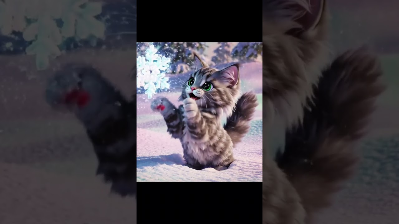 Cute Kitten Playing with Snow! ❄️🐱 Winter Animals for Kids 