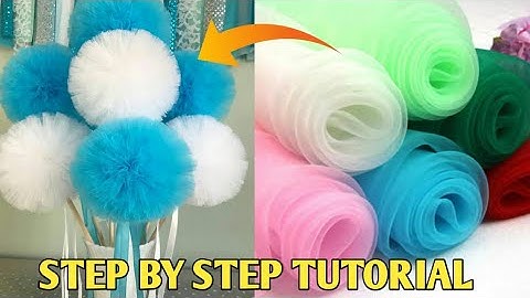 Easy Diy How to make a perfect tulle pom poms flower tutorial only few minutes.