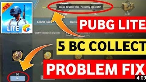 PUBG MOBILE LITE WATCH VIDEO REWARD NOT WORKING || 5 BC COLLECT UNABLE TO WATCH VIDEO PROBLEM FIX