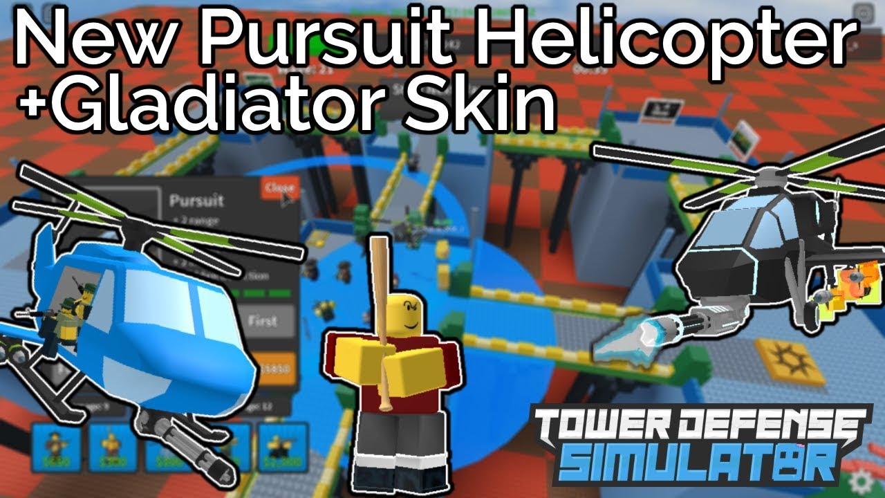 New Pursuit Helicopter Gladiator Buff Tower Defense Simulator Youtube