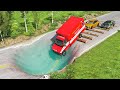 TRUCK CARS VS LOG STAIRS VS GIANT WATER PIT – BeamNG.Drive