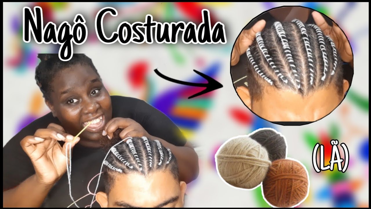 TRANÇA NAGÔ COSTURADA COM LÃ E AGULHA ,PASSO A PASSO!