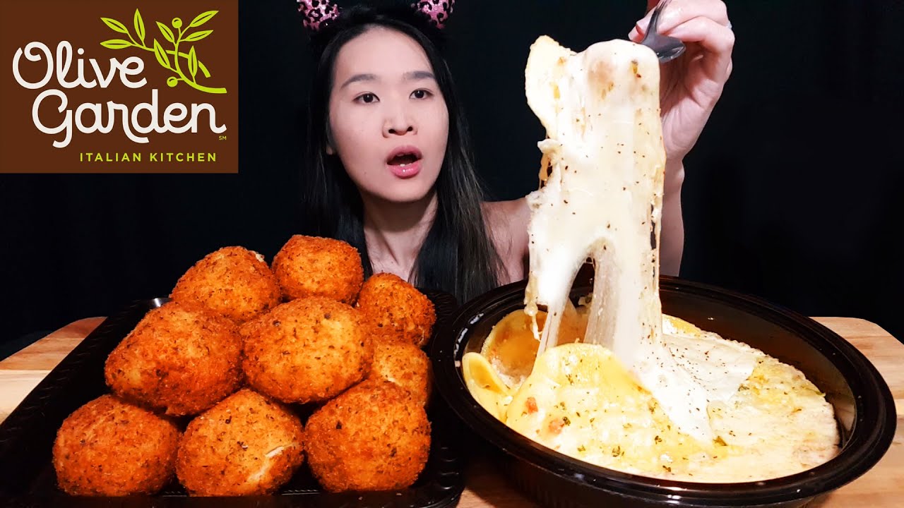CREAMY RAVIOLI CARBONARA MUKBANG! Olive Garden NEW Ravioli Pasta
