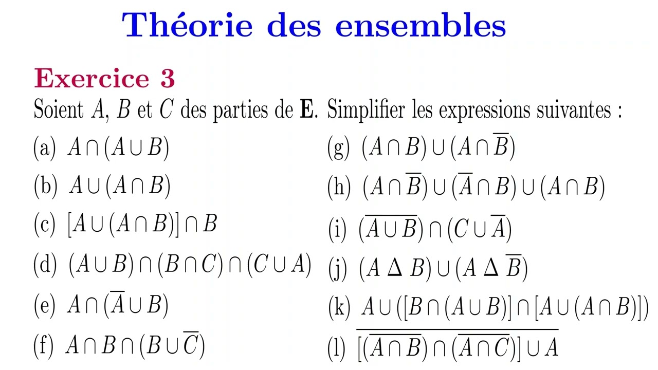 Exercices de la théorie des ensembles [Série N° 2]