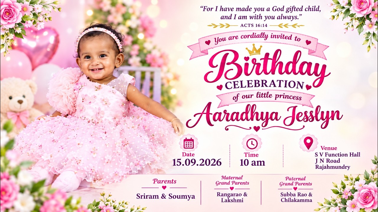 🔴LIVE- 1st BIRTHDAY CELEBRATIONS || AARADHYA JESSLYN || 15th SEP 2026 #avinash_clicks #wesleyedia