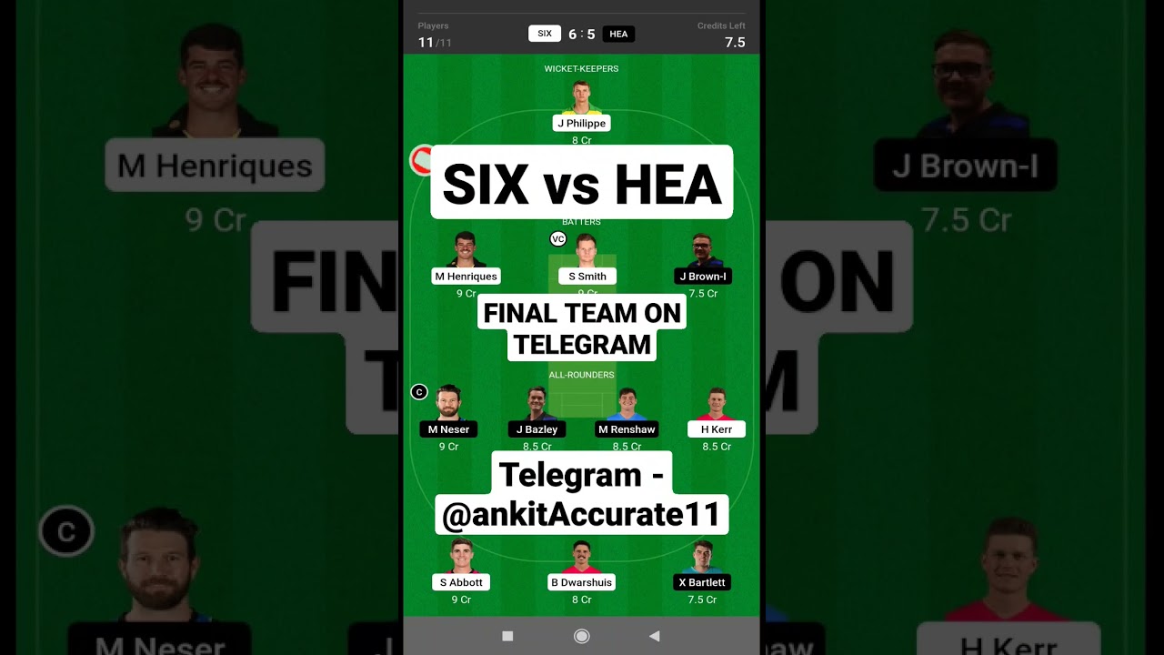 six vs hea dream11 prediction || sixers vs heat dream11 team bbl 💯 