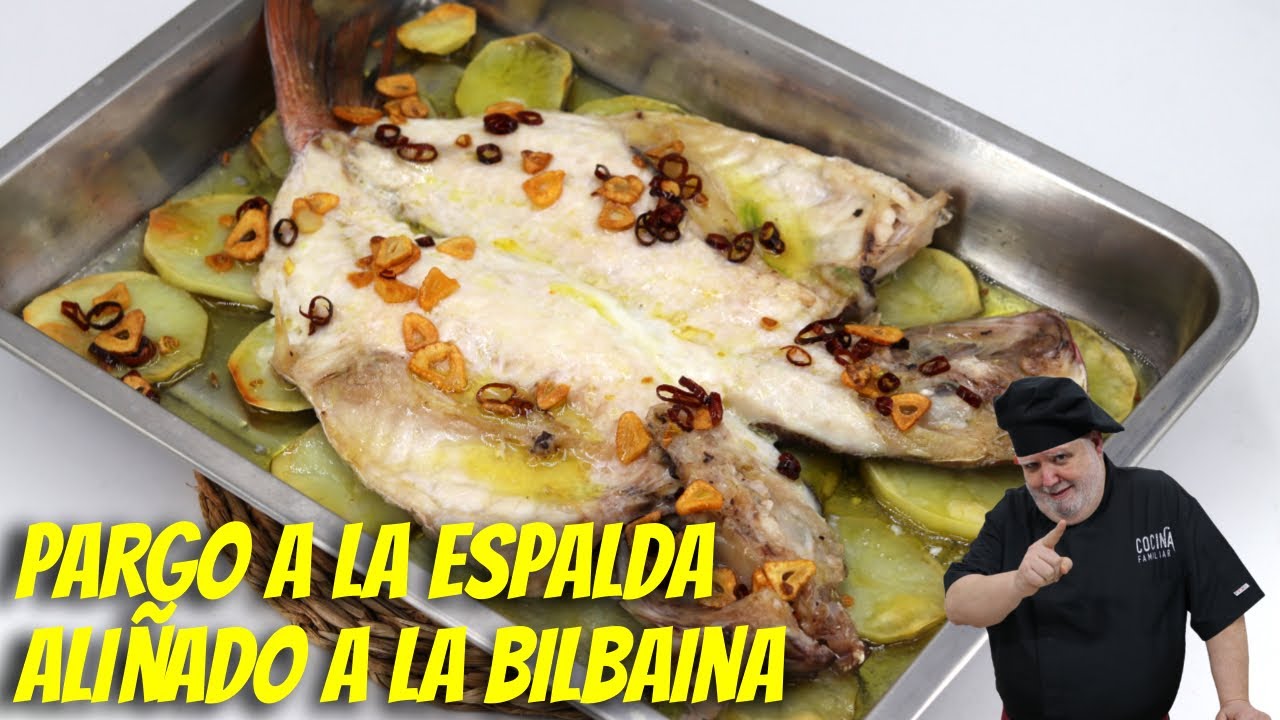 Increíble sabor el de este pargo al horno aliñado con salsa bilbaína
