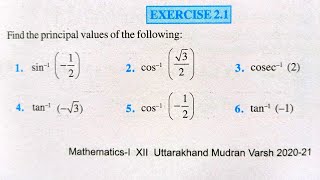 class 12th Chapter 2 Exercise 2.1 NCERT solutions | chapter 2 inverse trigonometric functions |2021