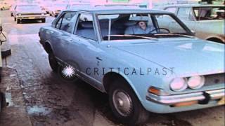 Vehicles in Hawaii pump maximum gas ration at PX Service Station during gas crisi...HD Stock Footage