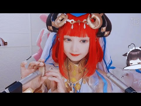 ASMR 4D ! Gel d'aloe vera, brosse géante, morceaux de bois, sablier et caresses d'oreilles