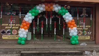 How to make pvc pipe balloon arch gate decoration | orenge white and green balloon gate #tranding