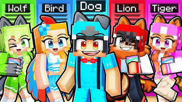 10 FRIENDS on one ANIMAL HIGHSCHOOL BLOCK in Minecraft!