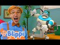 Blippi and arpo  robot dance off  arpotherobot  cartoons for kids