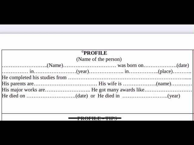 Sslc Scert English How To Write Profile Detailed Explanation In Malayalam With Pdf File Part 1 Youtube