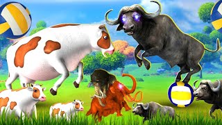 Giant Monster Lion vs Woolly Mammoth Rescue Cow and Buffalo | Animal Revolt Battles Cartoons