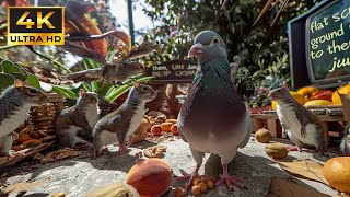 Cat TV for Cats to Watch Birds & Squirrels eat on a wall Bird videos for cats🕊️🐿️