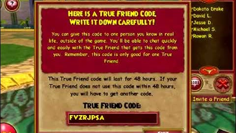 Wizard 101 true friend codes