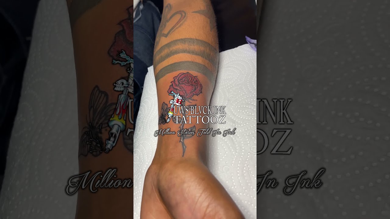 Rose Tattoo With A Touch Of Red | hyper-lapse (Time-lapse)