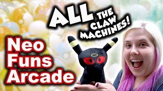 Playing ALL the claw machines at NeoFuns arcade!