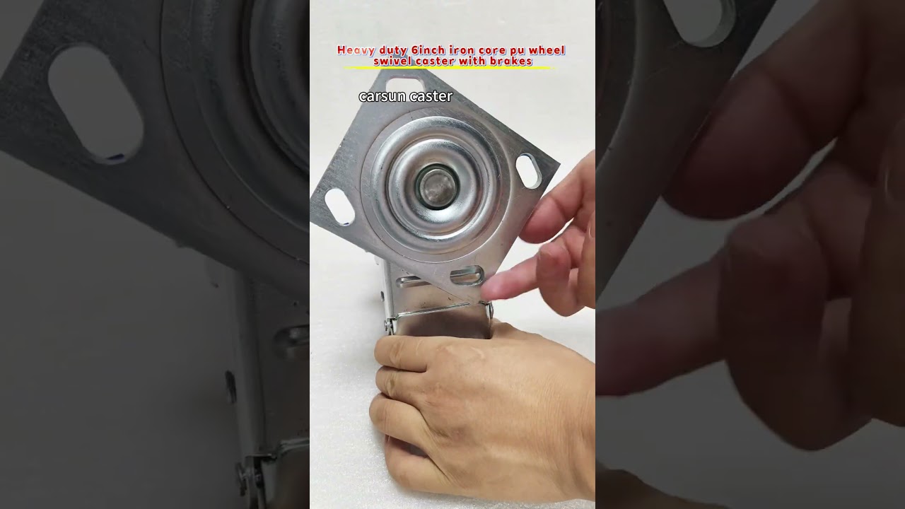 Heavy Industrial Casters 6Inch Cast Iron Core Polyurethane Wheel Swivel Caster with Brake  