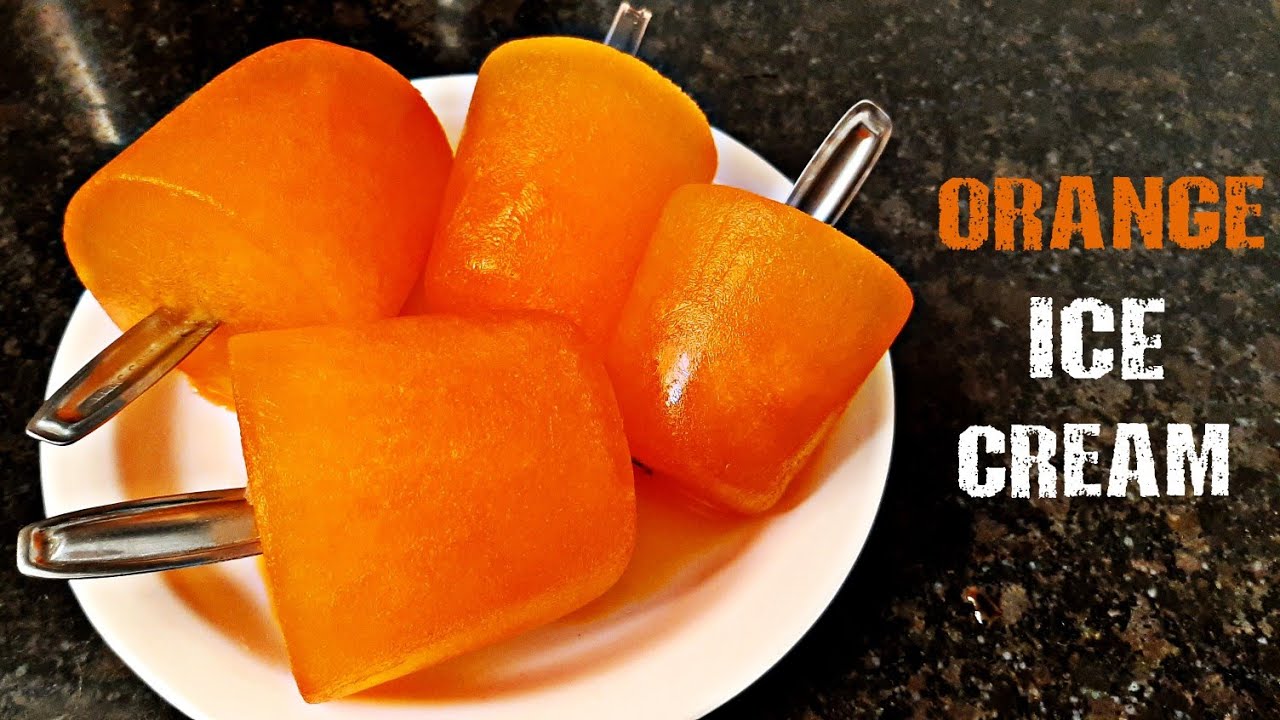 Orange Ice-cream Recipe (Vanilla Flavor ) | Orange kulfi Ice-cream | Orange Popsicles  recipe