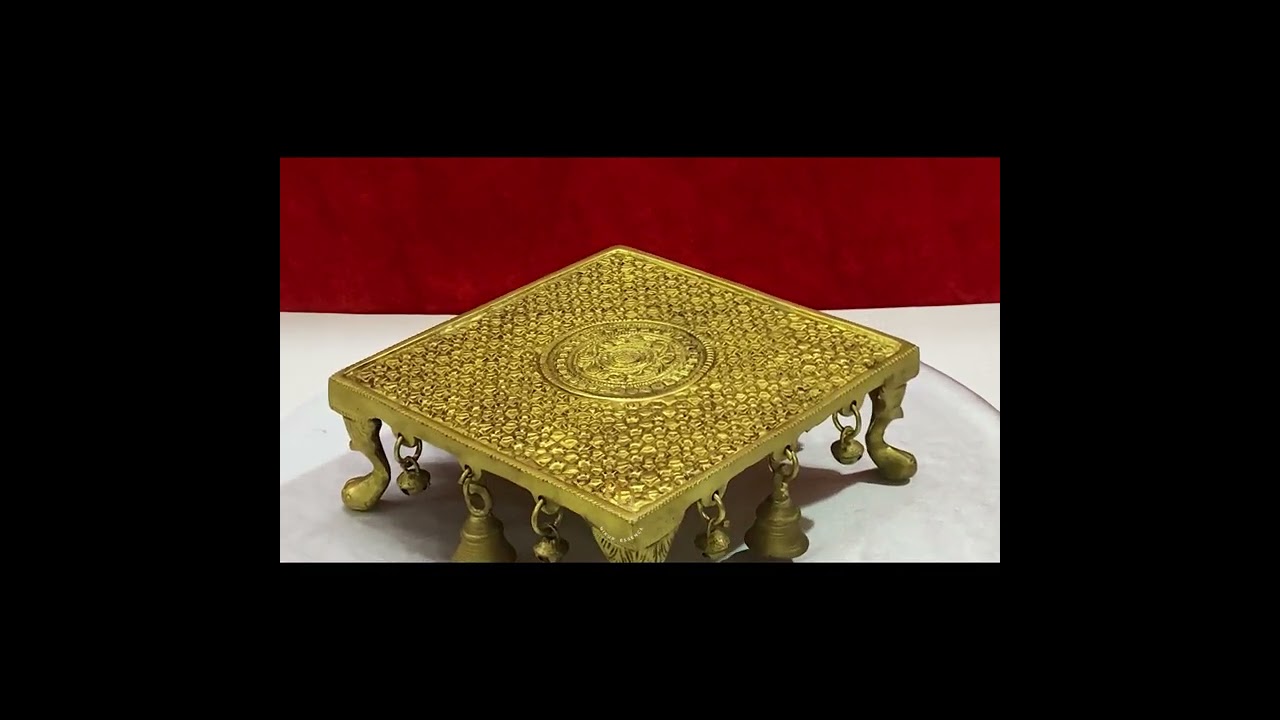 Buy Brass Chowki for Puja | Traditional Brass Puja Chowki for Home Temple Decor