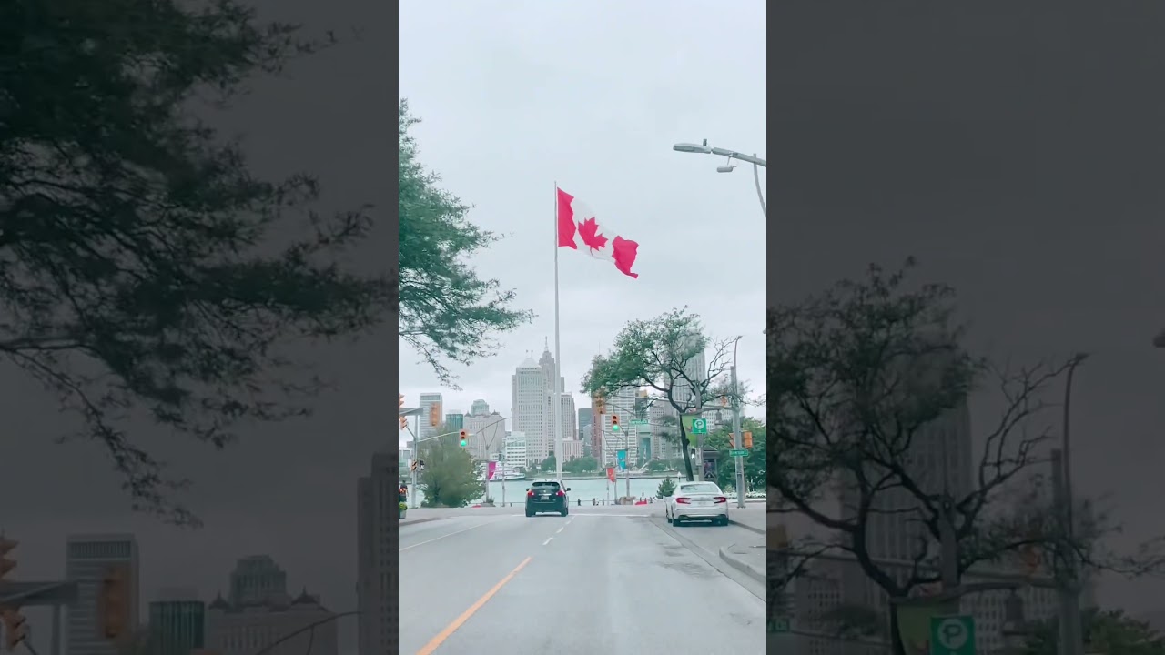 Windsor city Canada 🇨🇦and USA 🇺🇸border view 