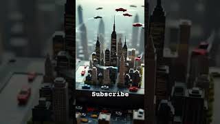 Future City On A Microchip Flying Cars & Digital World Imagination