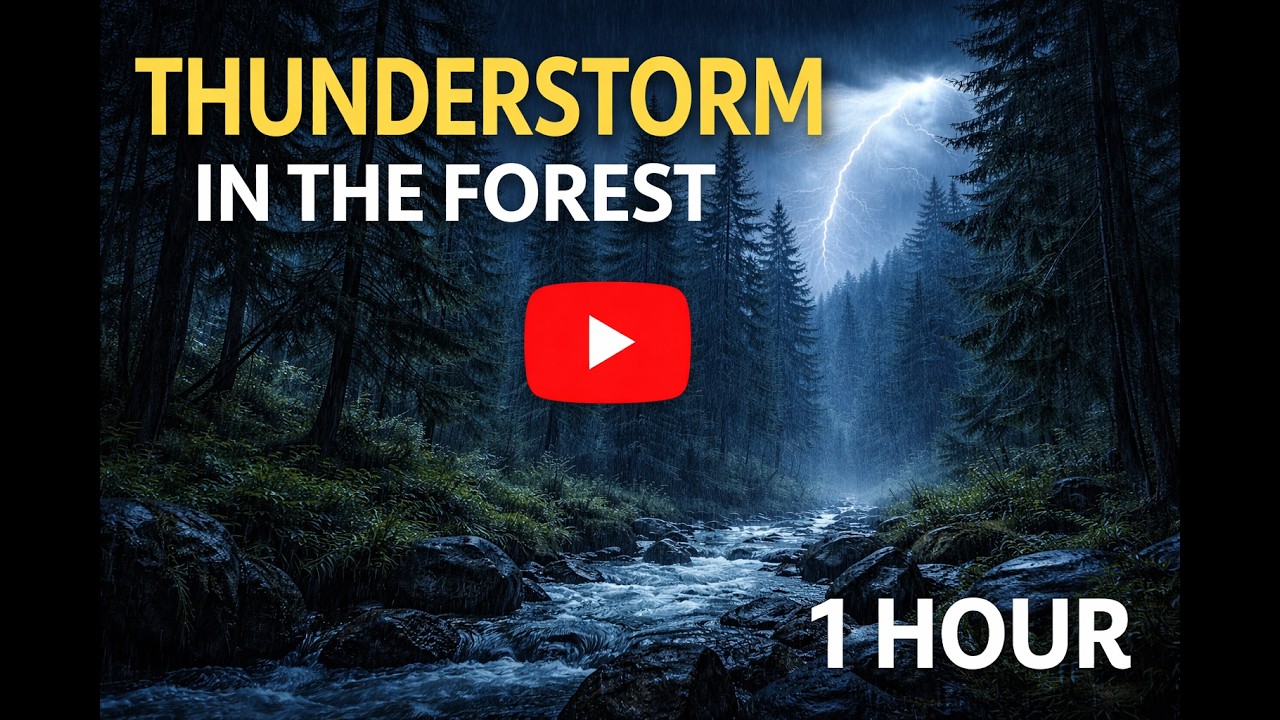 Thunderstorm in the Forest 🌩️ | 1 Hour Heavy Rain & Thunder Sounds for ...