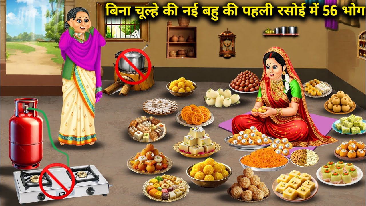बिना चूल्हे की नई बहु की पहली रसोई में 56 भोग।56 Offerings In The Kitchen Of A New Daughter In Law